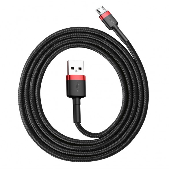 Baseus Cafule Kabel slitstark nylonkabel USB / micro USB QC3.0 2.4A 1M svart-röd (CAMKLF-B91)