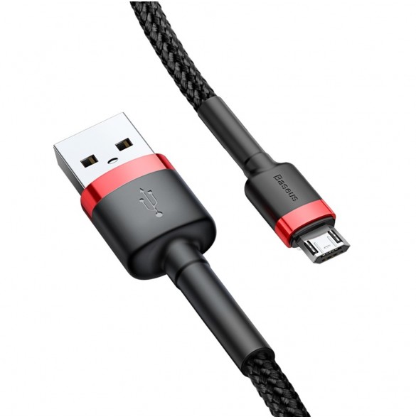 Baseus Cafule Kabel slitstark nylonkabel USB / micro USB QC3.0 2.4A 1M svart-röd (CAMKLF-B91)