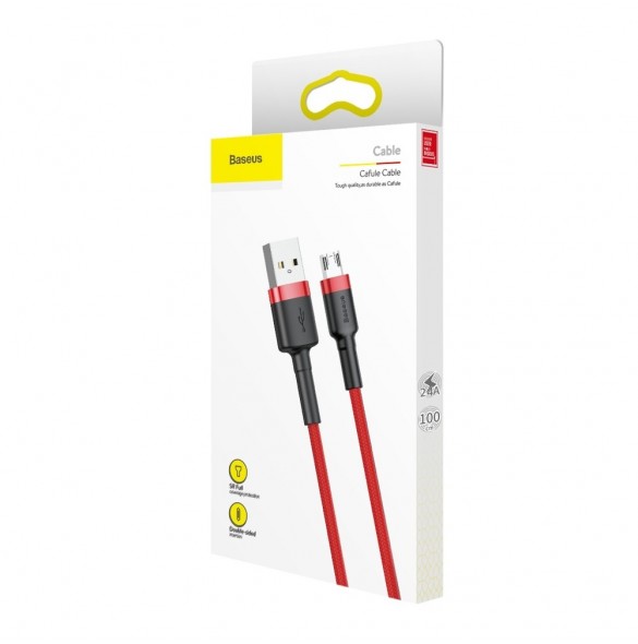 Baseus Cafule Kabel slitstark nylonkabel USB / micro USB QC3.0 2.4A 1M röd (CAMKLF-B09)