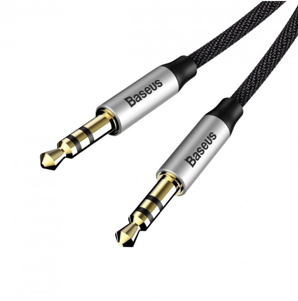 Baseus Yiven M30 stereoljudkabel AUX 3,5 mm hane minijack 1,5 m silver-svart (CAM30-CS1)