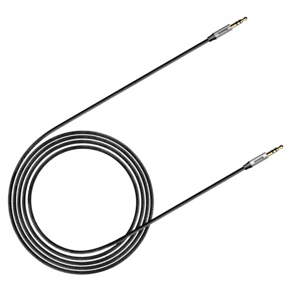 Baseus Yiven M30 stereoljudkabel AUX 3,5 mm hane minijack 1,5 m silver-svart (CAM30-CS1)
