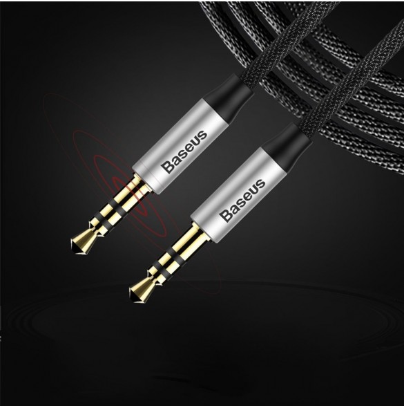 Baseus Yiven M30 stereoljudkabel AUX 3,5 mm hane minijack 1,5 m silver-svart (CAM30-CS1)