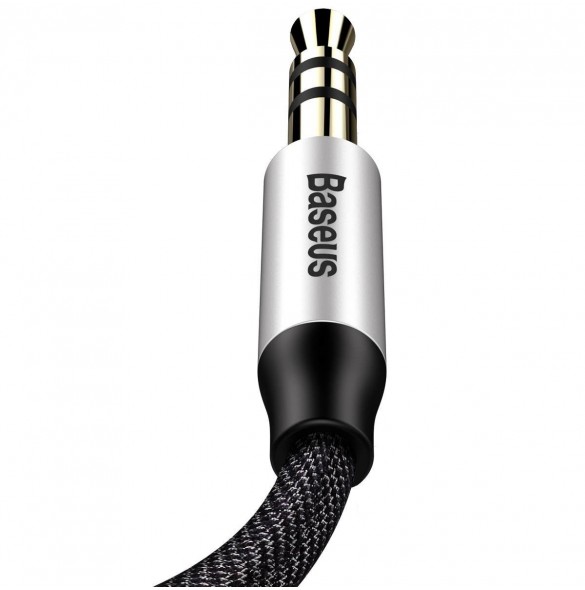 Baseus Yiven M30 stereo AUX 3,5 mm ljudkabel hane minijack 1m silver-svart (CAM30-BS1)