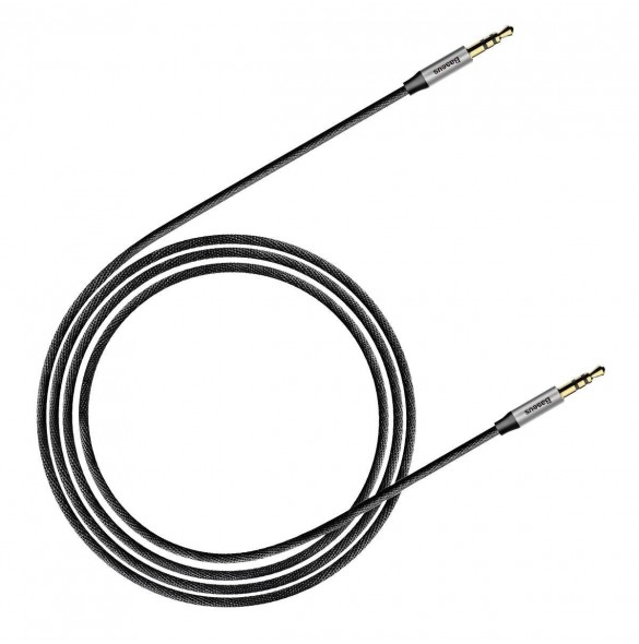 Baseus Yiven M30 stereo AUX 3,5 mm ljudkabel hane minijack 1m silver-svart (CAM30-BS1)