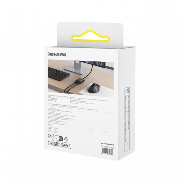 Baseus AirJoy 2in1 4K 60Hz dubbelriktad HDMI-adapter med inbyggd 1m kabel - svart