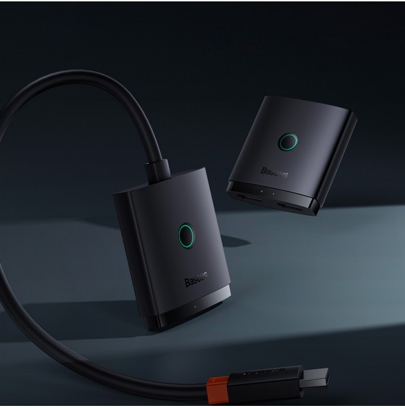 Baseus AirJoy 2in1 4K 60Hz dubbelriktad HDMI-adapter med inbyggd 1m kabel - svart