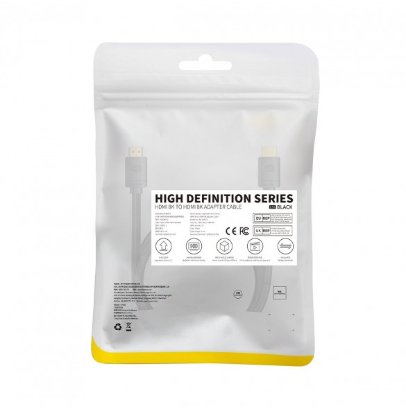 Baseus High Definition Series HDMI 8K till HDMI 8K Adapterkabel 1,5 m Svart