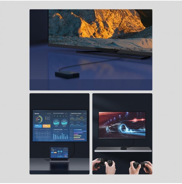 Baseus High Definition Series HDMI 8K till HDMI 8K Adapterkabel 1,5 m Svart