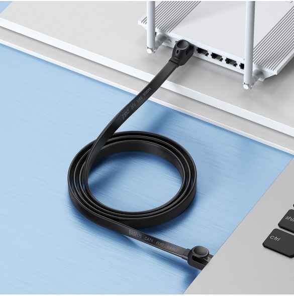 Baseus höghastighet Sex typer av RJ45 Gigabit nätverkskabel (platt kabel)15m Svart