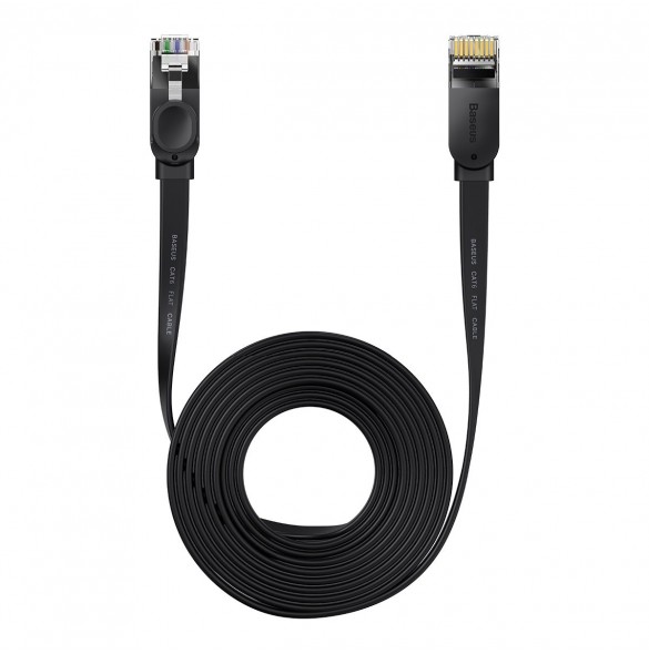 Baseus höghastighet Sex typer av RJ45 Gigabit nätverkskabel (platt kabel)15m Svart
