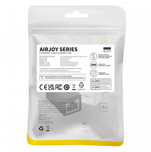 Baseus AirJoy Series Ethernet-kabelkontakt RJ-45 2 st - svart