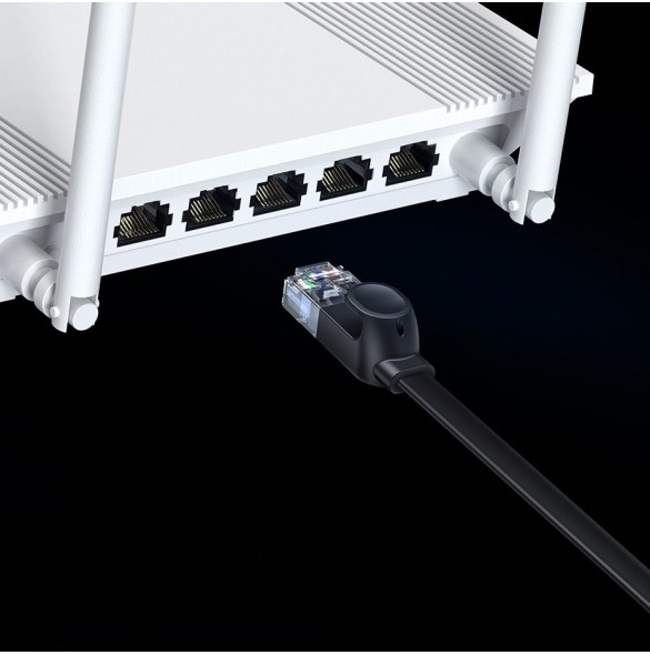 Baseus höghastighet Sex typer av RJ45 Gigabit nätverkskabel (platt kabel) 10m Svart