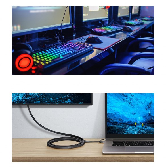 Baseus höghastighet Sex typer av RJ45 Gigabit nätverkskabel (platt kabel) 10m Svart