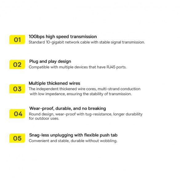Baseus Speed Seven nätverkskabel RJ45 10Gbps 1,5m svart (WKJS010201)