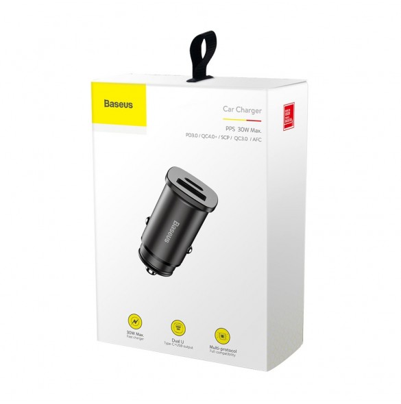 Baseus Square PPS smart billaddare med USB Quick Charge 4.0 QC 4.0 och USB-C PD 3.0 SCP-portar svart (CCALL-AS01)