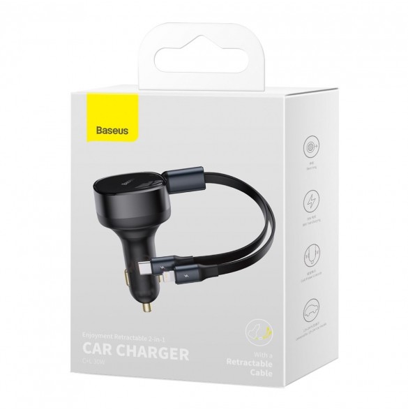 Baseus Enjoyment 2-i-1 billaddare 30W svart (CGTX000001)