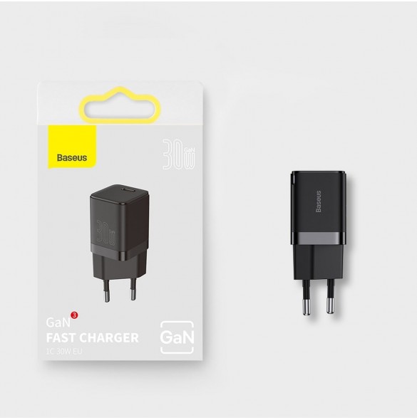 Baseus GaN3 snabbladdare 30W svart (CCGN010101)