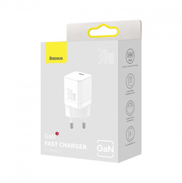 Baseus GaN3 snabbladdare 30W vit (CCGN010102)
