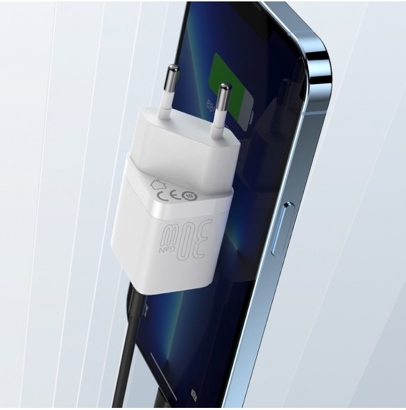 Baseus GaN3 snabbladdare 30W vit (CCGN010102)
