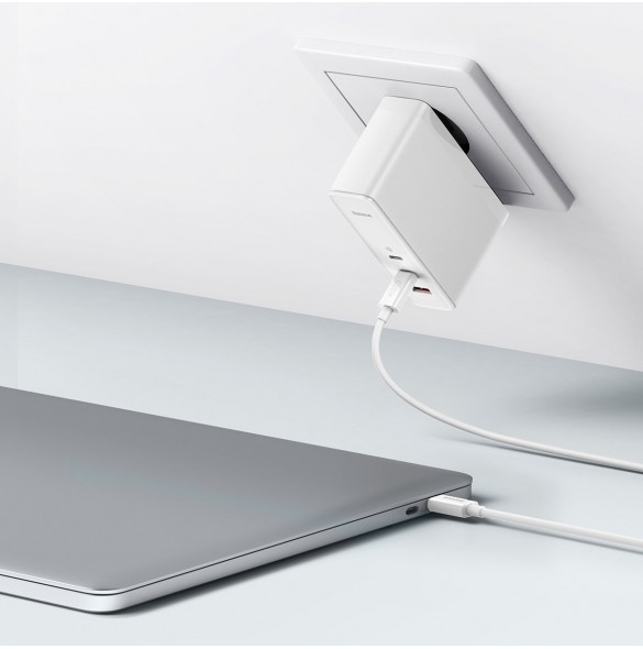 Baseus GaN5 Pro snabbladdare 2xUSB-C+USB 140W EU vit (CCGP100202)