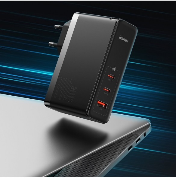 Baseus GaN5 Pro snabbladdare 2xUSB-C+USB 140W EU vit (CCGP100202)