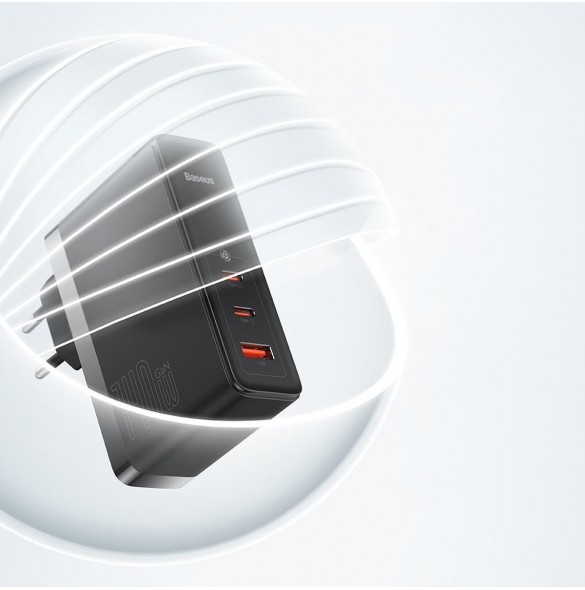 Baseus GaN5 Pro snabbladdare 2xUSB-C+USB 140W EU vit (CCGP100202)