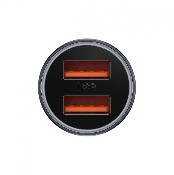 Baseus Golden Contactor Max snabb billaddare 2x USB 60 W Quick Charge mörkgrå (CGJM000013)