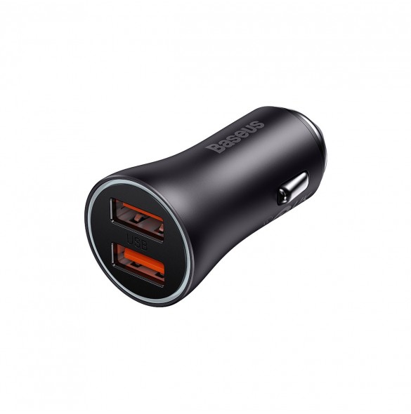 Baseus Golden Contactor Max snabb billaddare 2x USB 60 W Quick Charge mörkgrå (CGJM000013)