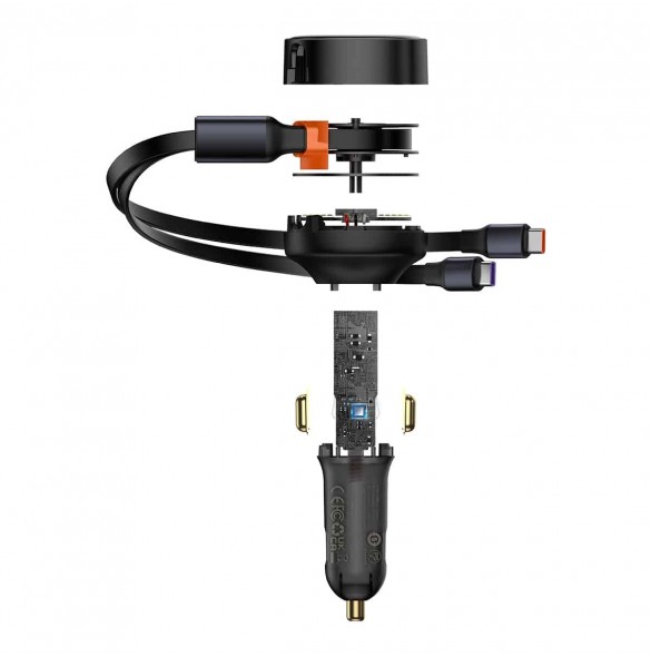 Billaddare 2in1 33W 2x USB C (hane) Baseus Enjoyment - svart