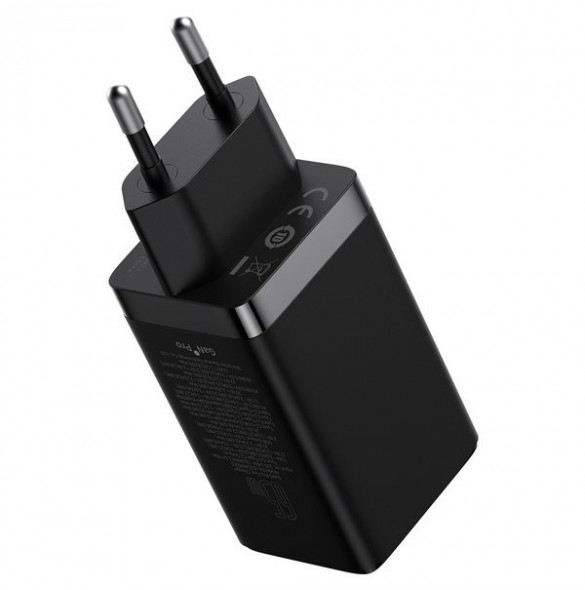 GaN 2xUSB C 1xUSB 65W snabbladdare Baseus GaN5 Pro + USB C - USB C 100W kabel - svart