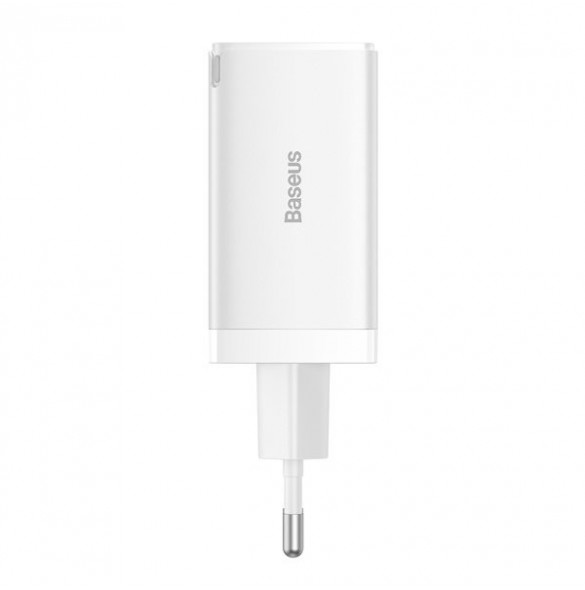 GaN 2xUSB C 1xUSB 65W snabbladdare Baseus GaN5 Pro + USB C - USB C 100W kabel - vit