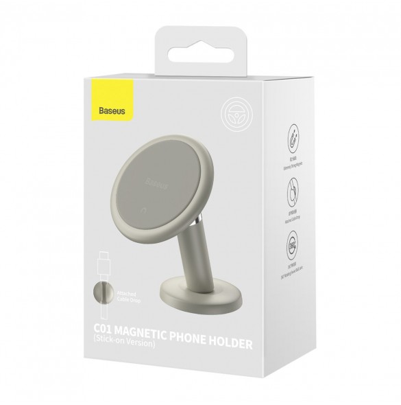 Baseus C01 magnetisk biltelefonhållare för instrumentbrädan vit (SUCC000002)