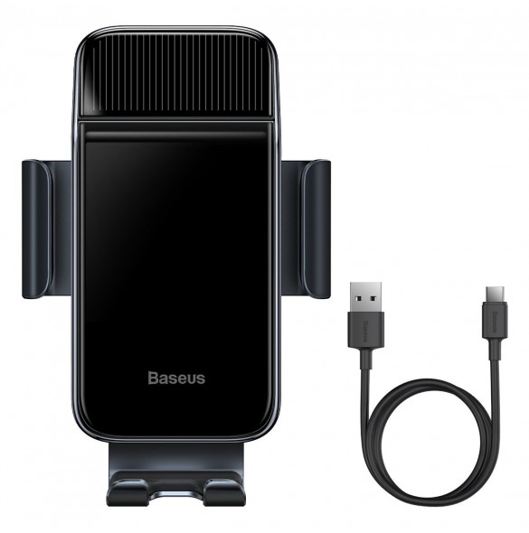 Baseus elcykel smartphonehållare med inbyggd solpanel 150mAh svart (SUZG010001)