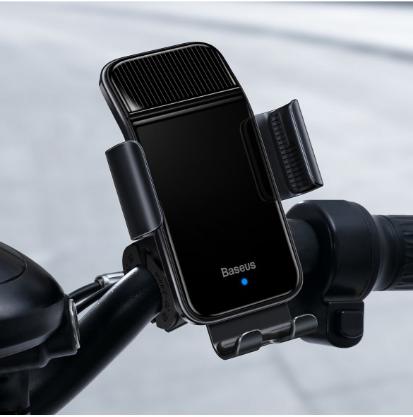 Baseus elcykel smartphonehållare med inbyggd solpanel 150mAh svart (SUZG010001)