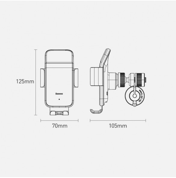 Baseus elcykel smartphonehållare med inbyggd solpanel 150mAh svart (SUZG010001)