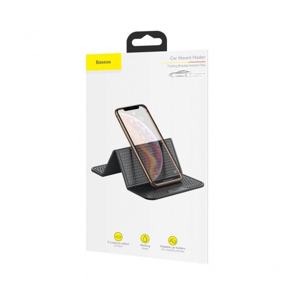 Baseus Folding Bracket Antiskid Pad vikbar självhäftande anti-halk matta nanopad svart (SUWNT-01)