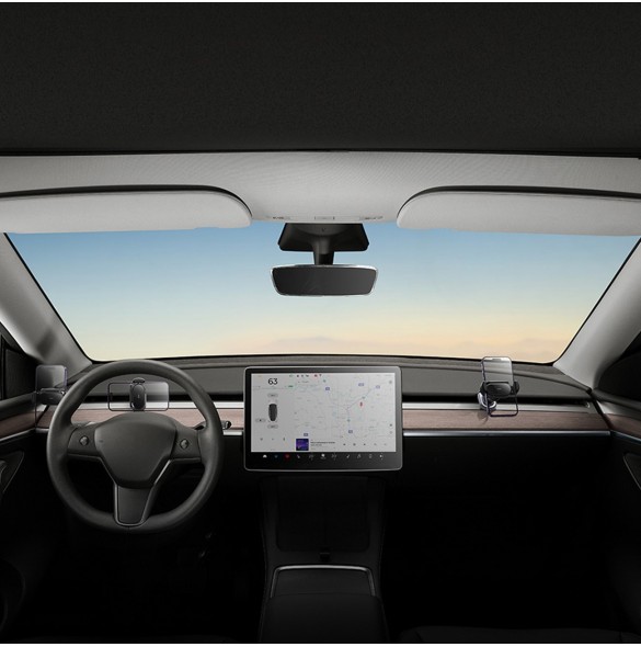 Elbilshållare med solpanel till Tesla Model 3 / Y Baseus T-Space - svart