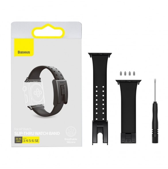 Baseus Slip-Thru bandarmband för Apple Watch 3/4/5/6/SE 38mm/40mm svart (LBWSE-01)