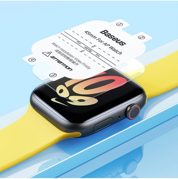Set med 2x Baseus NanoCrystal skyddsfilm för Apple Watch 7/8 41mm + monteringssats - transparent