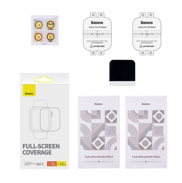 Set med 2x Baseus NanoCrystal skyddsfilm för Apple Watch 7/8 45mm + monteringssats - transparent