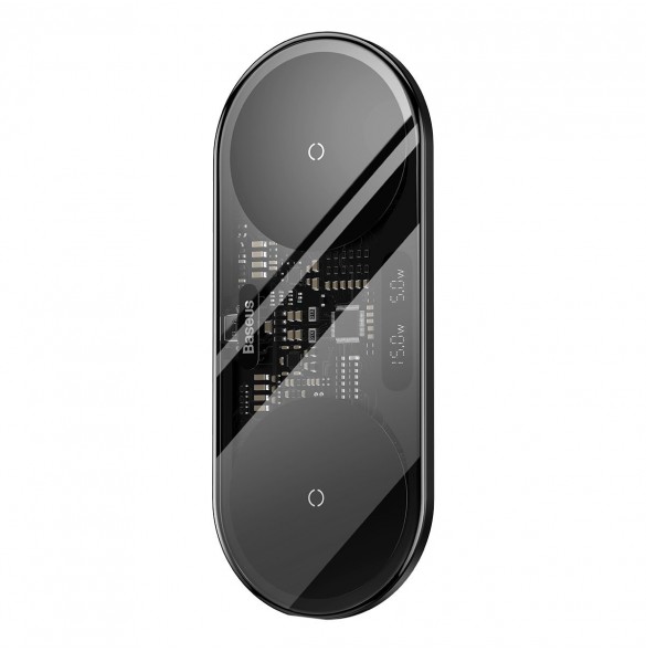 Baseus Digital LED Display dubbel trådlös laddare med digital display 20W svart (WXSX010101)
