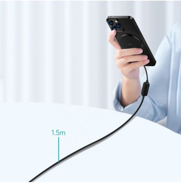Baseus Simple Mini2 15W magnetisk Qi trådlös laddare kompatibel med MagSafe Black (CCJJ010001)