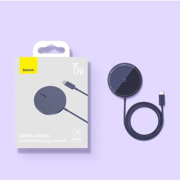 Baseus Simple Mini3 magnetladdare MagSafe Qi 15W lila