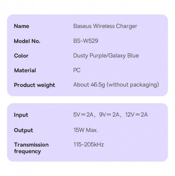 Baseus Simple Mini3 magnetladdare MagSafe Qi 15W lila