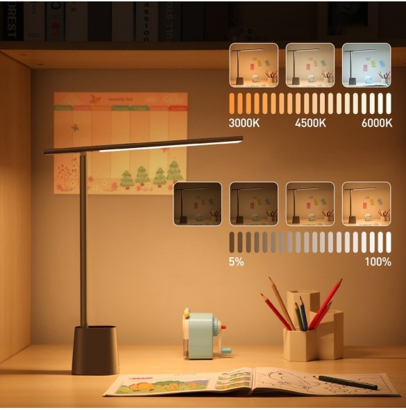 Baseus Smart Eye trådlös LED-bordslampa med batteri 2200 mAh grå (DGZG-0G)