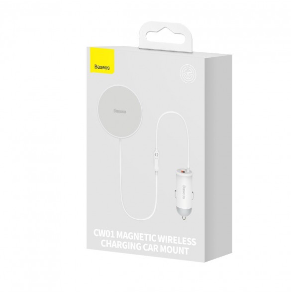 Baseus trådlös billaddare med MagSafe 15W hållare för luftventil + USB-A 25W vit (CW01)