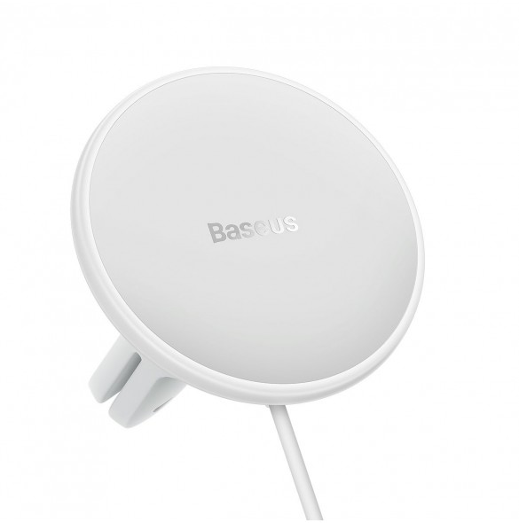 Baseus trådlös billaddare med MagSafe 15W hållare för luftventil + USB-A 25W vit (CW01)