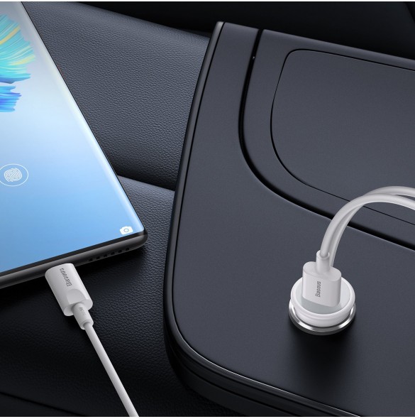 Baseus trådlös billaddare med MagSafe 15W hållare för luftventil + USB-A 25W vit (CW01)