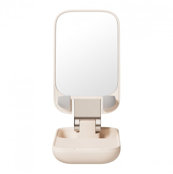 Justerbart telefonställ med spegel Baseus Seashell Series - beige
