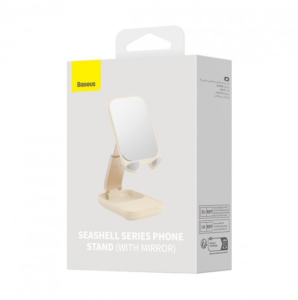 Justerbart telefonställ med spegel Baseus Seashell Series - beige